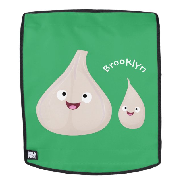 Sac À Dos Illustration végétale de caricature à l'ail mignon (Devant amovible)