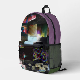 Sac À Dos Imprimé 1FB1F9F4 Mosaïque Abstraite d'Art Glitch Cyberpunk
