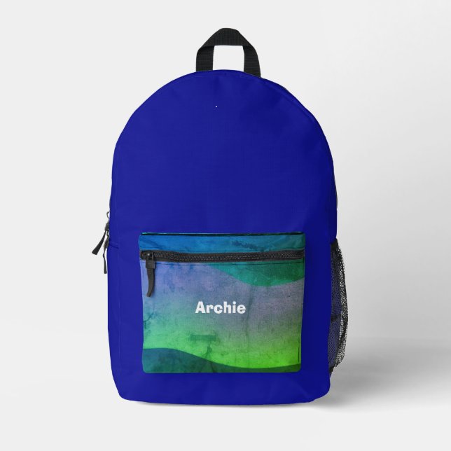 Sac À Dos Imprimé 4 School College Varsity Nom du voyage Rustic Blue (Recto)
