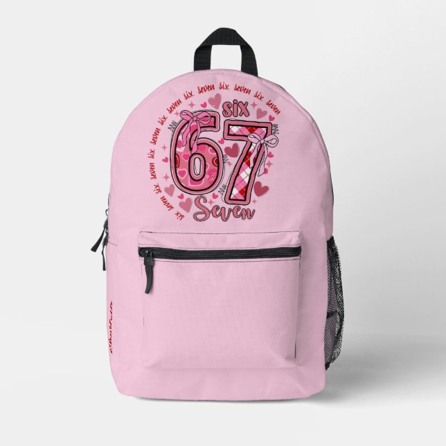 Sac À Dos Imprimé 6 7 Six Seven Meme Trend Girls Pink Backpack (Recto)