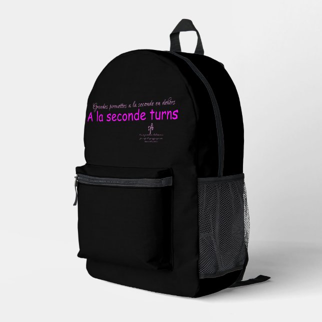 Sac À Dos Imprimé A La Seconde devient noir et rose (Coin arrière droit)