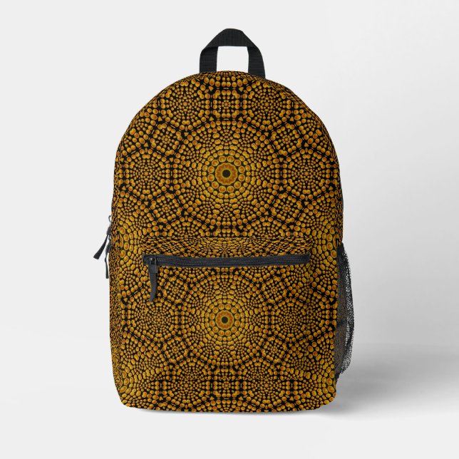 Sac À Dos Imprimé Abstrait Black & Gold Dot Art Motif (Recto)