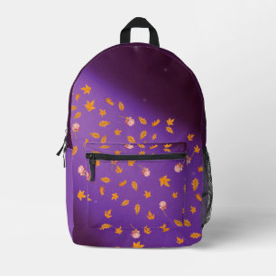 Sac À Dos Imprimé Abstrait lune feuilles d'automne roses