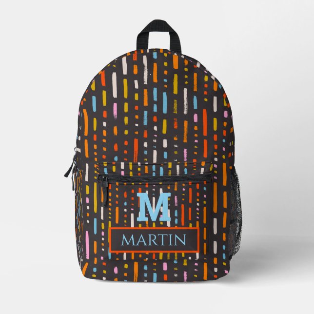 Sac À Dos Imprimé Abstrait monogrammé personnalisé (Recto)