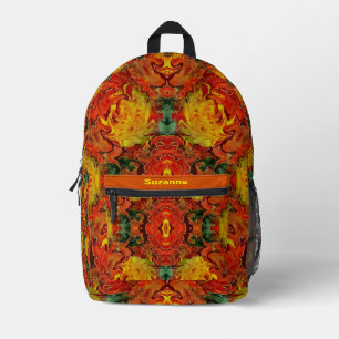 Sac À Dos Imprimé Abstrait orange jaune vert personnalisé
