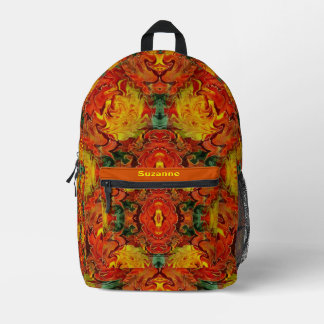 Sac À Dos Imprimé Abstrait orange jaune vert personnalisé