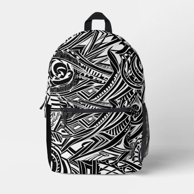 Sac À Dos Imprimé Abstrait tribal noir et blanc (Recto)