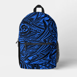 Sac À Dos Imprimé Abstrait Tribal Noir Et Bleu