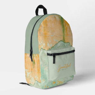 Sac À Dos Imprimé Abstrait Vieux Mur Peint Motif Vert orange