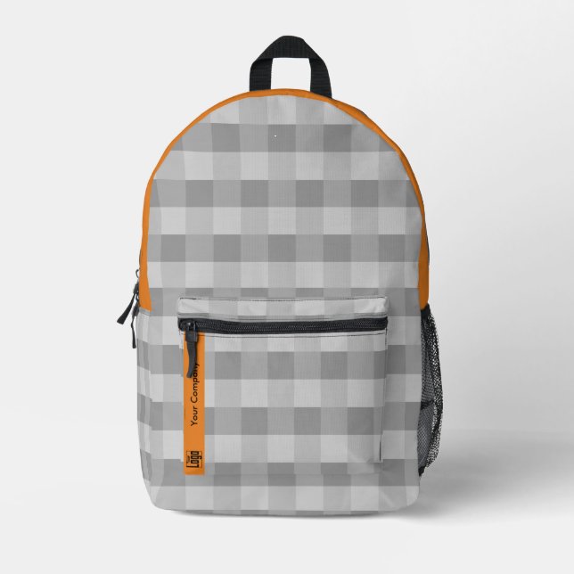 Sac À Dos Imprimé Accents d'orange gris Motif Pixel promotionnels (Recto)