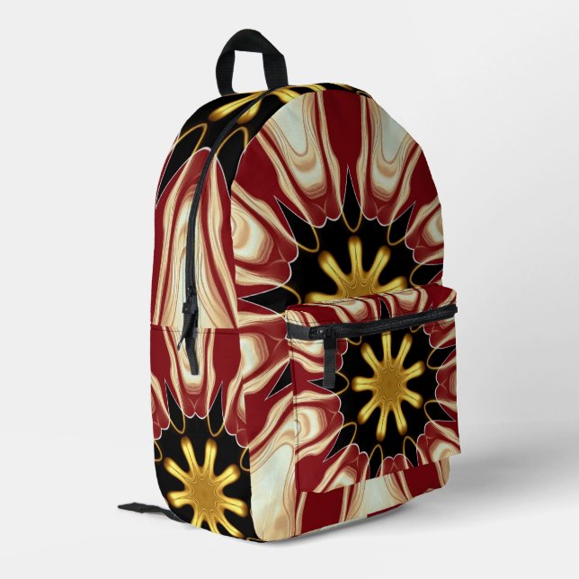 Sac À Dos Imprimé Achempong : Starburst | Luxe Deep Crimson et Or (Coin arrière gauche)