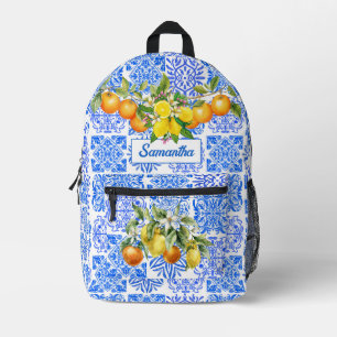 Sac À Dos Imprimé Acitrus bleu sicilien jaune azulejo méditerranéen