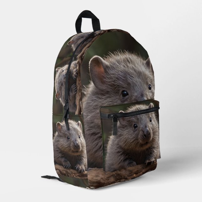Sac À Dos Imprimé adorable bébé australien mou Wombat, (Coin arrière gauche)