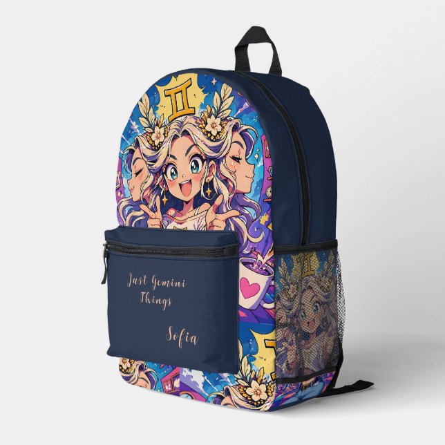 Sac À Dos Imprimé Aesthetic Gemini Anime Custom School Backpack (Coin arrière droit)
