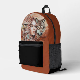 Sac À Dos Imprimé Aigle - Femme - Loup - aquarelle art 1 - Amusants