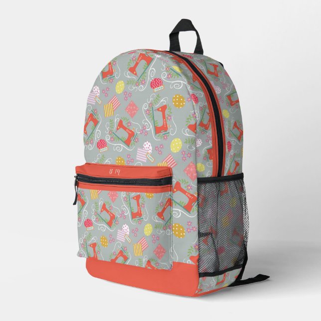 Sac À Dos Imprimé Aimer Coudre Gris (Coin arrière droit)