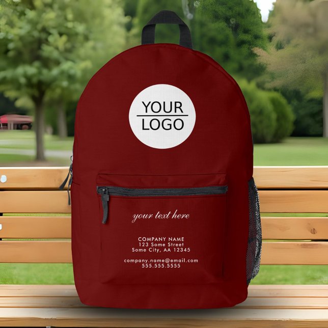 Sac À Dos Imprimé Ajouter votre logo Custom Text Red Company (Créateur téléchargé)
