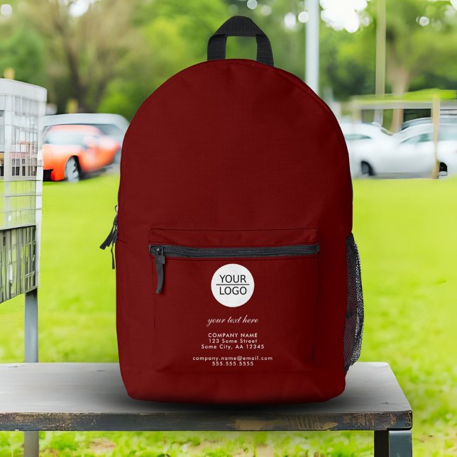 Sac À Dos Imprimé Ajouter votre logo Custom Text Red Company (Créateur téléchargé)