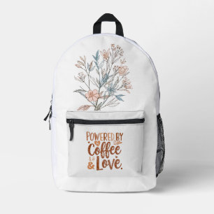 Sac À Dos Imprimé Alimenté par le café et l'amour – Conception de la