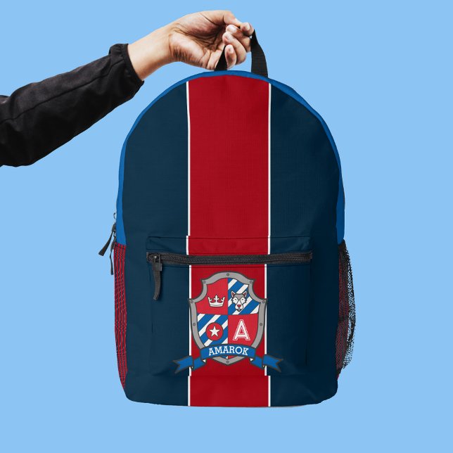 Sac À Dos Imprimé Amarok nom signifiant loup chevalier bleu rouge (Créateur téléchargé)