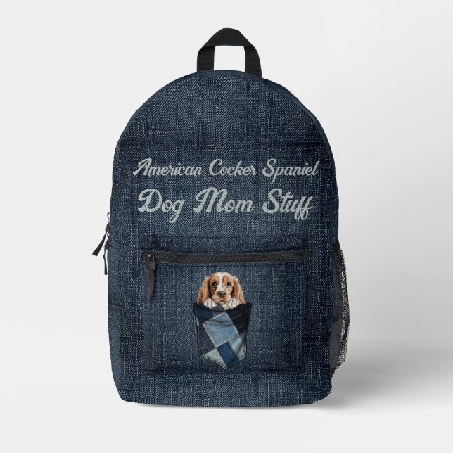 Sac À Dos Imprimé American Cocker Spaniel À Denim Pocket (Recto)