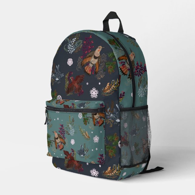 Sac À Dos Imprimé American Winter Birds Motif des bois (Coin arrière droit)