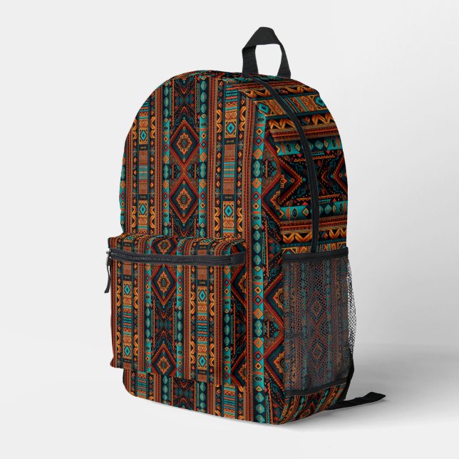 Sac À Dos Imprimé Amérindiens Motifs Boho Culture Arts Abstraits (Coin arrière droit)