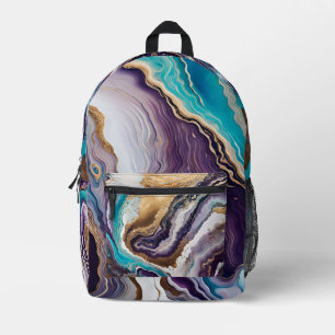 Sac À Dos Imprimé Améthyste et Turquoise Abstrait