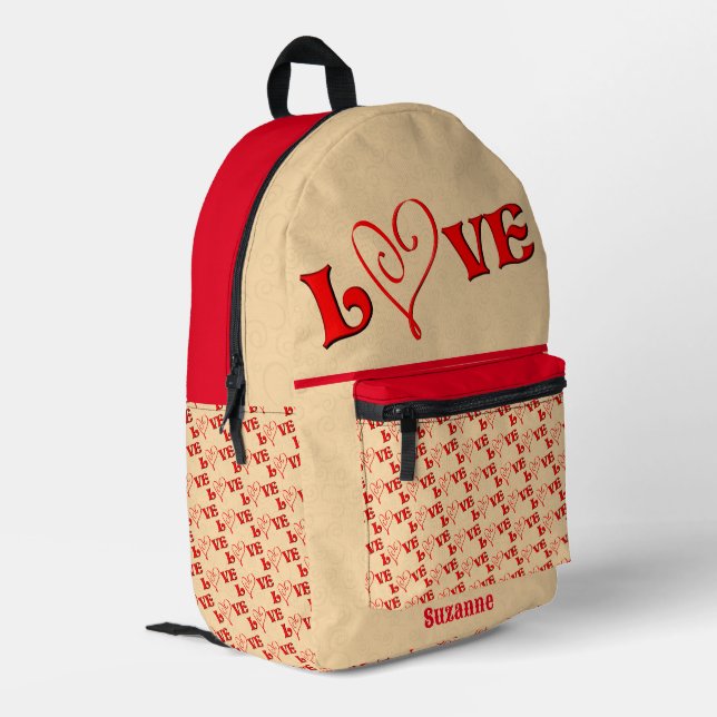 Sac À Dos Imprimé Amour Avec Un Coeur Personnalisé (Coin arrière gauche)