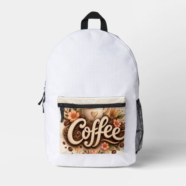 Sac À Dos Imprimé Amour de café floral (Recto)