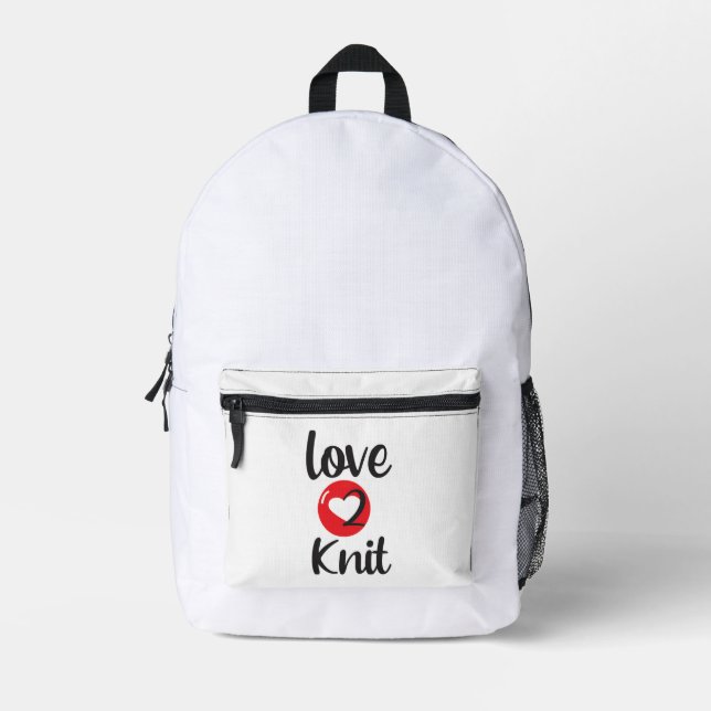 Sac À Dos Imprimé "Amour de tricoter" (Recto)