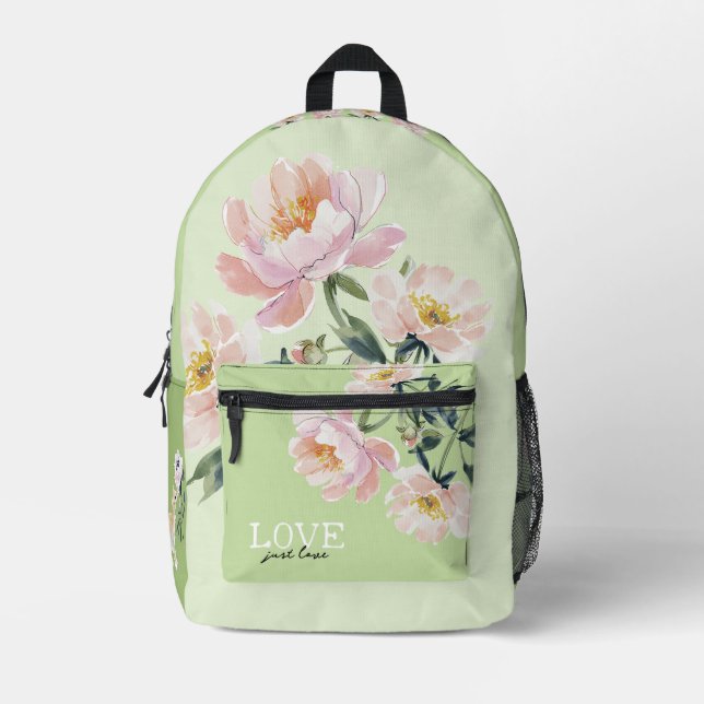 Sac À Dos Imprimé Amour, Fleurs et Beau Chaton (Recto)