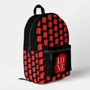 SAC À DOS IMPRIMÉ AMOUR TYPOGRAPHIE BLANCHE ART ROUGE