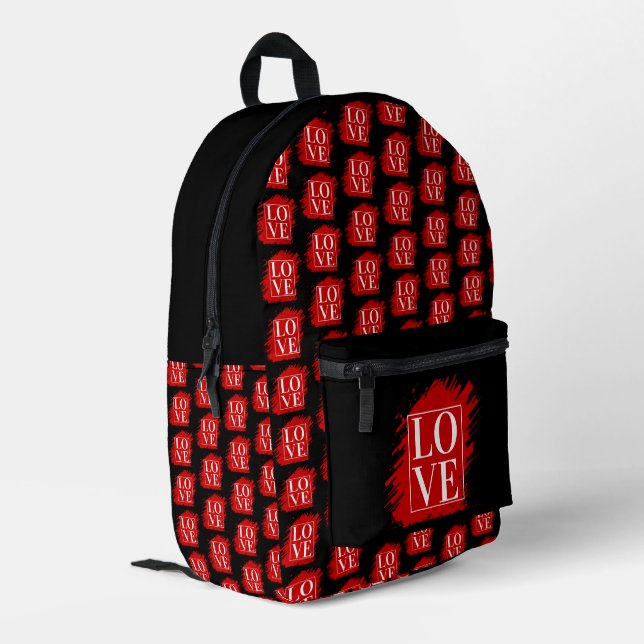 SAC À DOS IMPRIMÉ AMOUR TYPOGRAPHIE BLANCHE ART ROUGE (Coin arrière gauche)