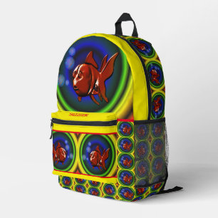 Sac À Dos Imprimé Amusant coloré Abstrait poisson d'or Personnalisé