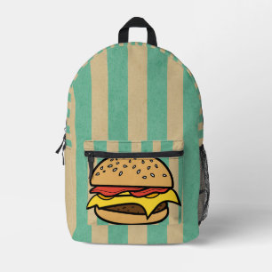 Sac À Dos Imprimé Amusant et cool rétro Hamburger Bandes bleues