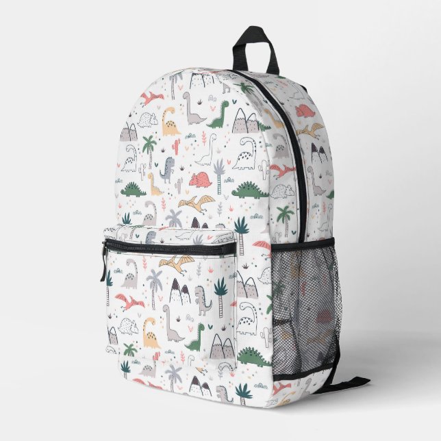 Sac À Dos Imprimé Amusant Pastel Dinosaur Motif de scène (Coin arrière droit)