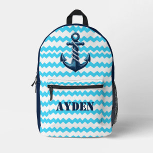 Sac À Dos Imprimé Ancrage bleu avec vagues bleues