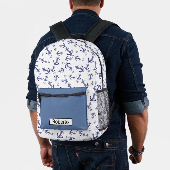 Sac À Dos Imprimé Ancres bleues et blanches  (Insitu (Modèle))