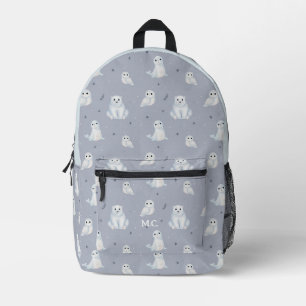 Sac À Dos Imprimé Animaux arctiques à l'aquarelle Monogramme bleu po