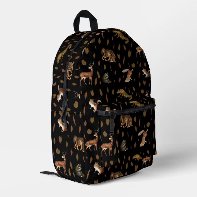 Sac À Dos Imprimé Animaux de forêt automnale Feuilles d'automne (Coin arrière gauche)