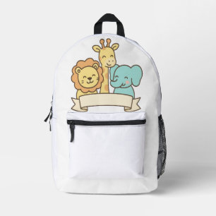 Sac À Dos Imprimé Animaux de jungle mignons avec bannière – Safari p