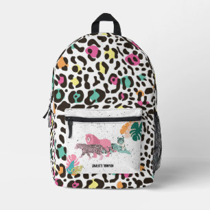 Sac À Dos Imprimé Animaux sauvages colorés et Feuilles tropicaux