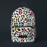 Sac À Dos Imprimé Animaux sauvages colorés et Feuilles tropicaux<br><div class="desc">Un design de taches empreintes de léopard colorées. Parfait pour tous ceux qui aiment les motifs abstraits,  les motifs d'animaux sauvages et les illustrations colorées.</div>