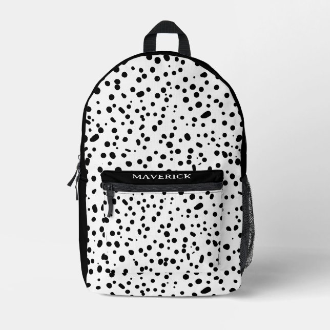 Sac À Dos Imprimé Anniversaire Dalmatien Pompiers Noir Blanc (Recto)