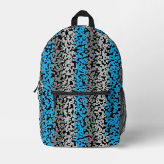 Sac À Dos Imprimé Aqua bleu gris noir numérique pixellisé bandes