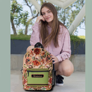 Sac À Dos Imprimé Aquarelle Automne Florale