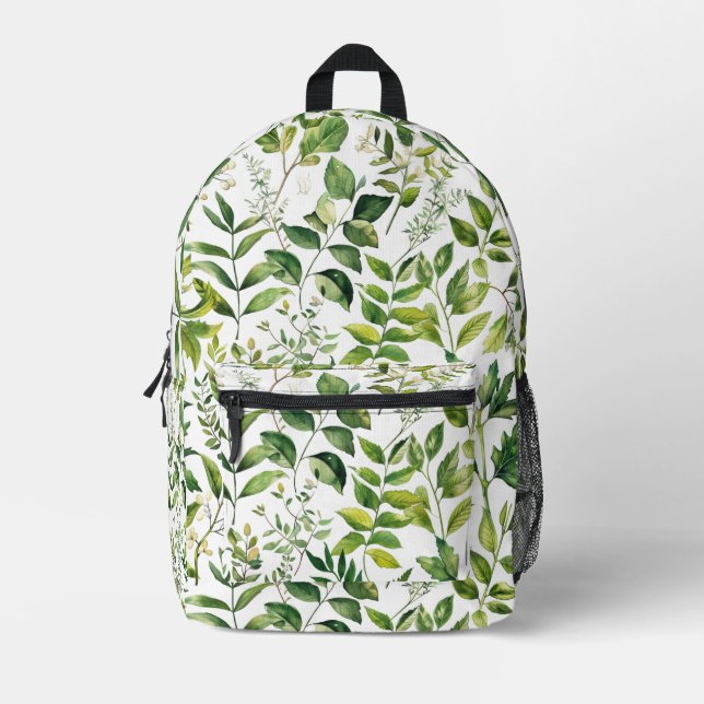Sac À Dos Imprimé Aquarelle Botanique Vert feuilles (Recto)