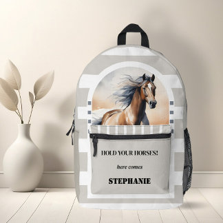 Sac À Dos Imprimé Aquarelle Cheval Tan Moderne