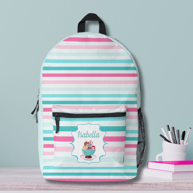 Sac À Dos Imprimé Aquarelle Crème glacée Sundae Personnalisé (Créateur téléchargé)
